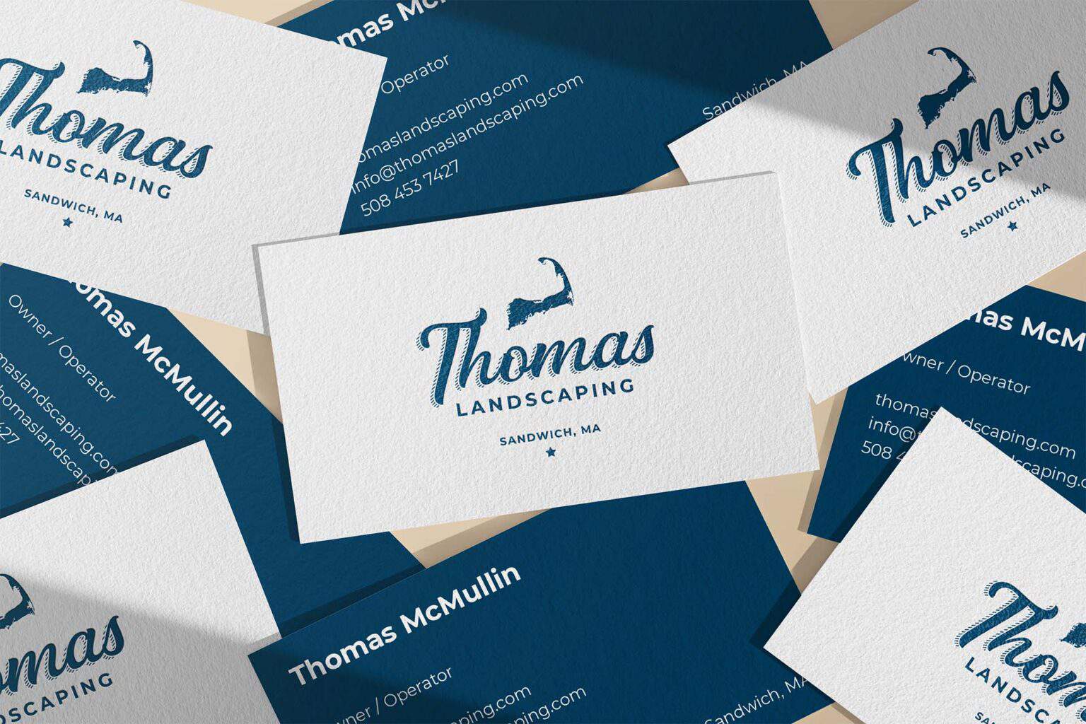 Business card design for Thomas Landscaping.